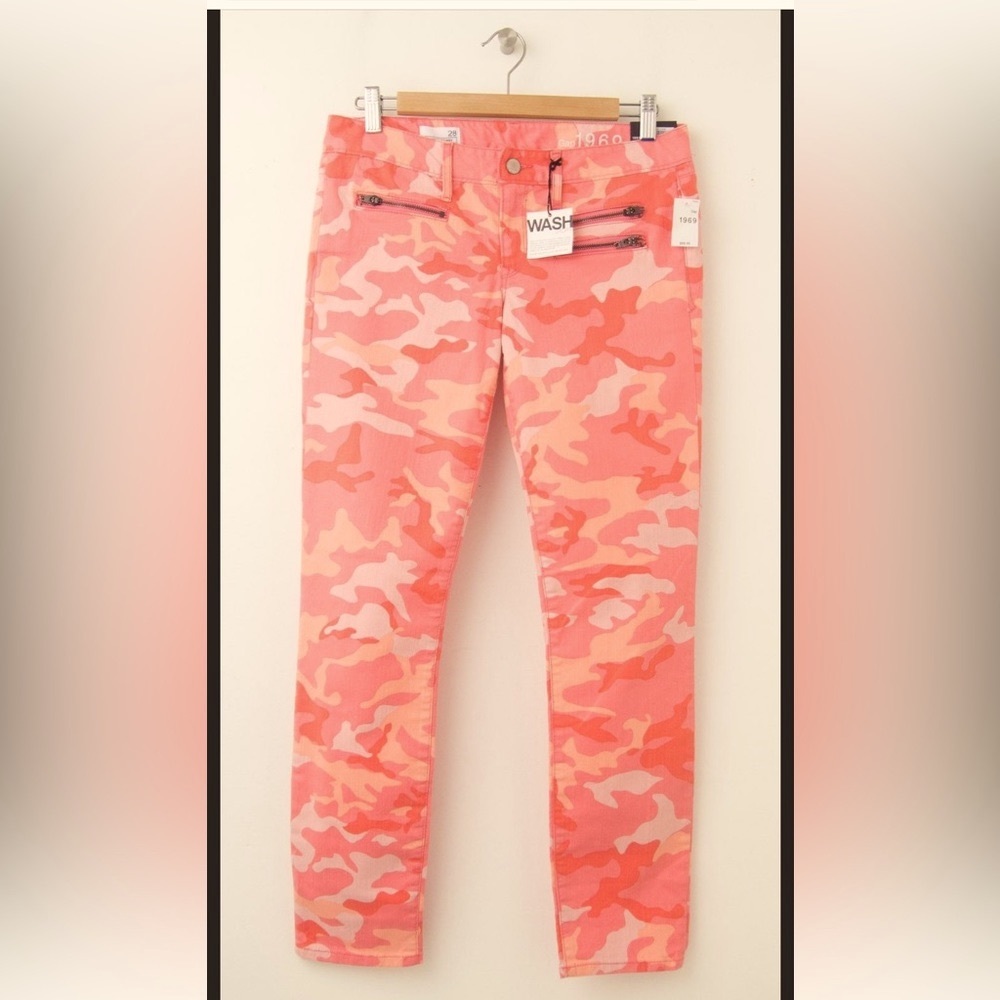 GAP 1969 Womens Always Skinny 5 pocket Pants Pink/Orange Camo Size 29